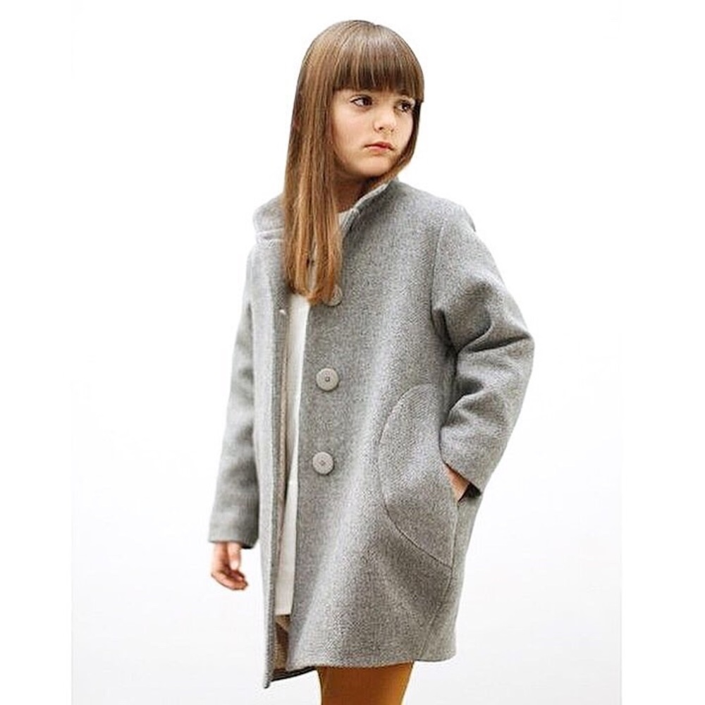 Little Girls Grey Wool Coat imported from Spain